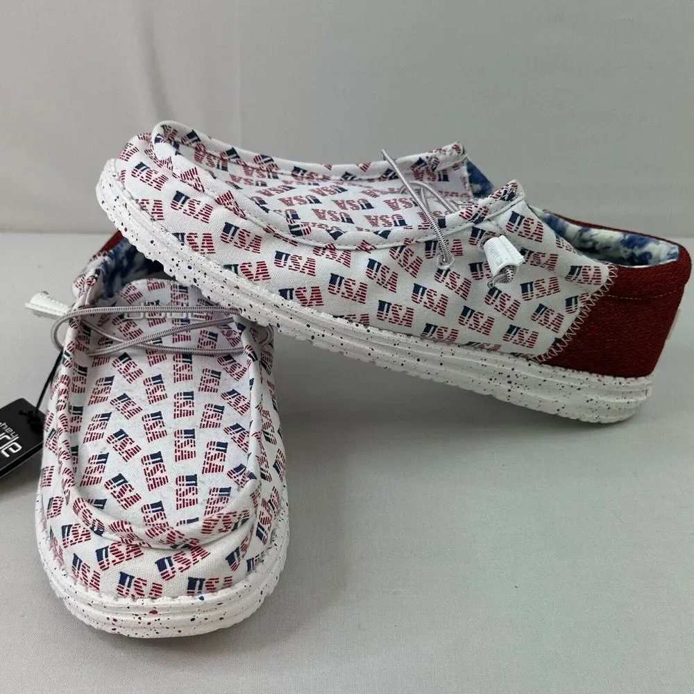 Hey Dude Mens Wally Dunk‎ USA Print Sz 11 July 4th Independence Day